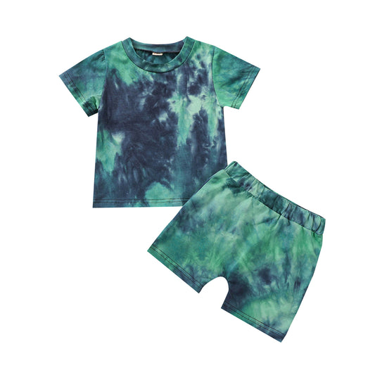 Toddler Baby Boy Summer Outfits Clothes Tie Dye Shirt and Short Set for Boys 4-Piece